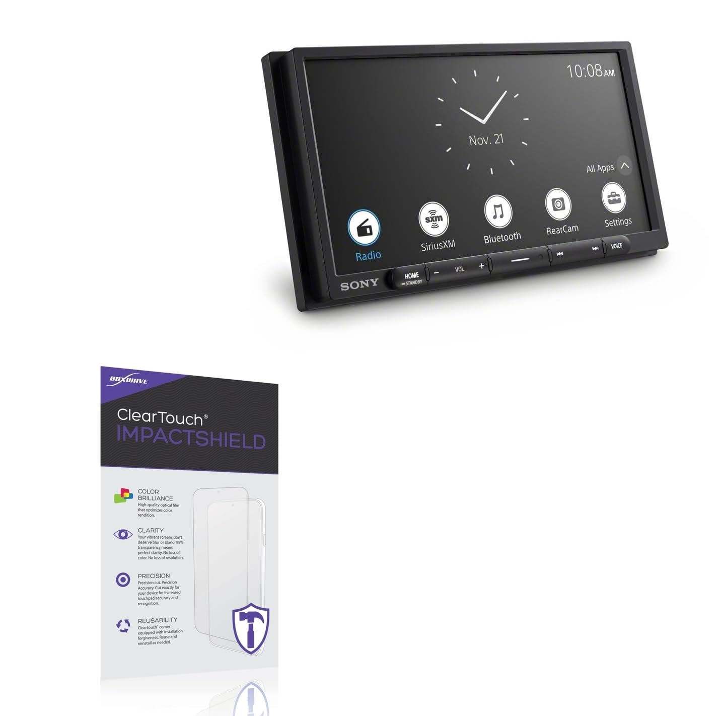 BoxWave Screen Protector Compatible with Sony XAV-AX3700 - ClearTouch ImpactShield (2-Pack), Impenetrable Screen Protector Flexible Film