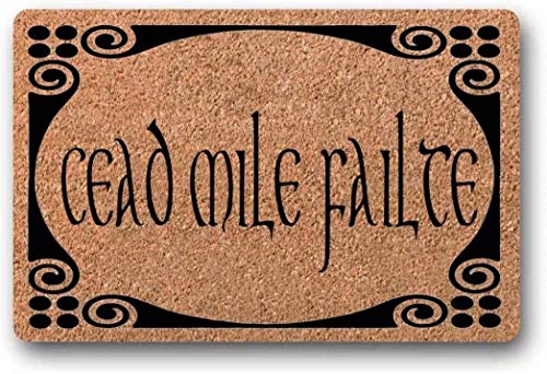 LHM Cead Mile Failte, felpudo irlandés, día de San Patricio, celta, gaélico, felpudo personalizado, trébol, bendición irlandesa, otoño 40x60 CM