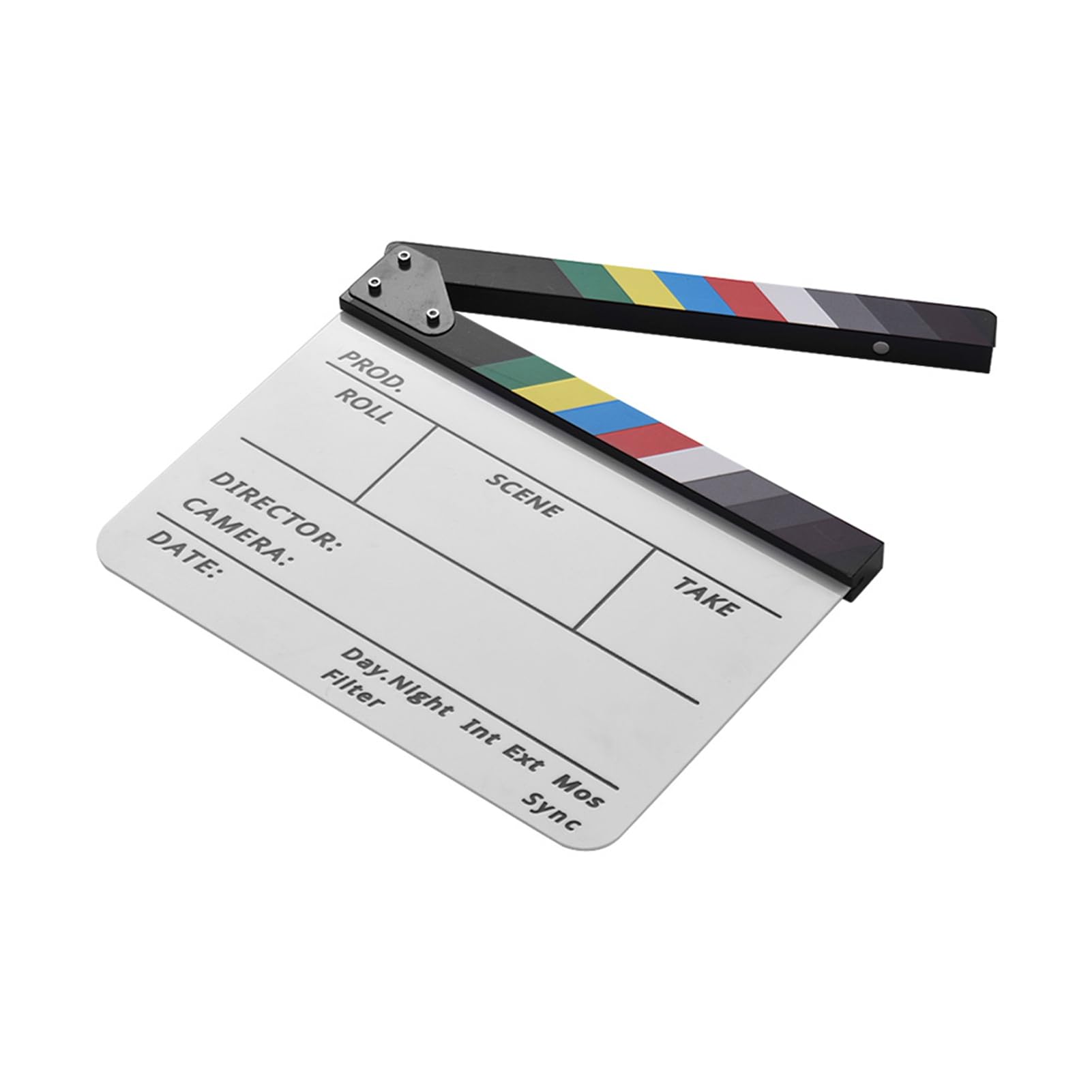 Yctze Tablilla Acrílica de Borrado en Seco para Cine y TV - Claqueta con Rotulador - Barra Negra/blanca u Opciones Coloridas (palo multicolor)
