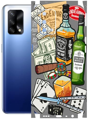 Image of AtOdds - Full Body Back Screen Guard Protector Film - Lamination Wrap Skin Sticker Compatible with Oppo F19 | Scratchproof Matte Finish (Wine Graffiti)