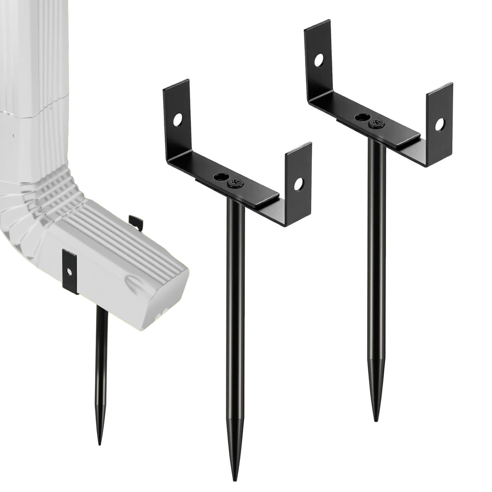 Attaches de gouttière et piquet réglable en lot de 2 pour drainage extérieur