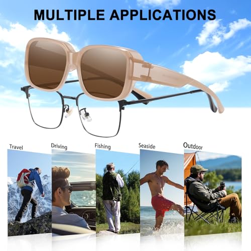 Image of Polarized Sunglasses Over Glasses Women Wrap-Around Glasses Small Shapes Driving Fishing UV400 Protection