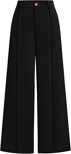 Zenlonr Women Casual Wide Leg Pants 2025 Fall High Waisted Long Palazzo Pants Loose Business Trousers with Pockets - (color: Black, size: 4)