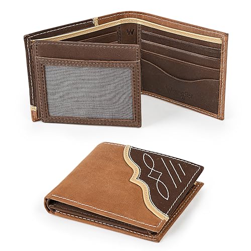 Wrangler Men's Bifold Wallet with Flip-Out ID Window, Genuine Leather, RFID Blocking, Gift for Him - Image 3