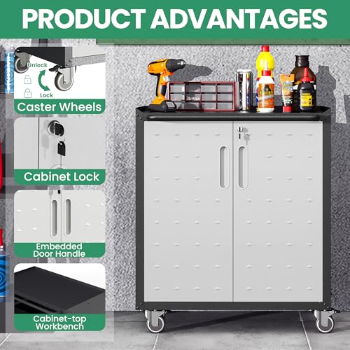 Image of Garage Cabinet System | Heavy Duty Steel All-in-One Modular Garage Cabinet Set for Ultimate Workshop Organization | Easy Assembly Garage Storage Cabinets & Tool Bench