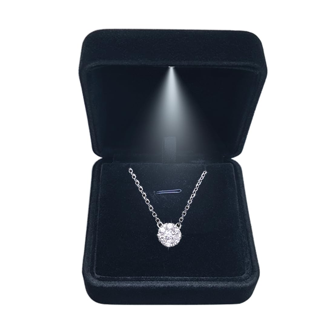 GBYAN Pendant Necklace Box with LED Light Necklace Gift Box Velvet Jewelry Display Case for Proposal Engagement Wedding
