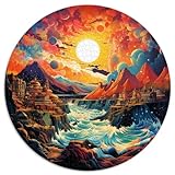  1000-teiliges Puzzle, kreatives rundes Puzzle „Teneriffa“, für Erwachsene und Kinder, Kartonpuzzle, Lernspiele für zu Hause, DIY-Spielzeug, Größe: 67,5 x 67,5 cm