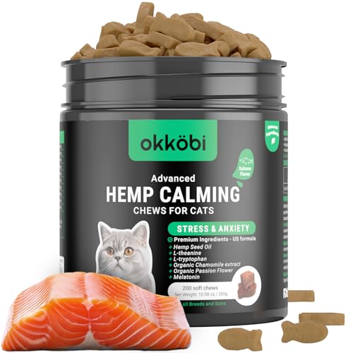 Hemp Calming Chews For Cats 200 pcs - Relaxing Chews - For stress, travel, check-up, restlessness or separation - Cat Calming Treats