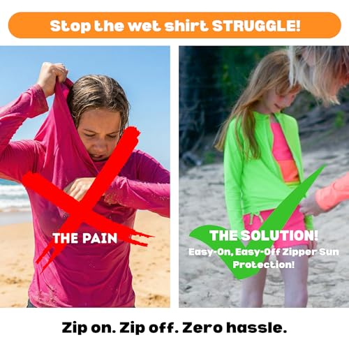 Image of SwimZip Girls' 3 Pc Swim Set w /Long Sleeve Rash Guard, Tankini & Shorts UPF 50+