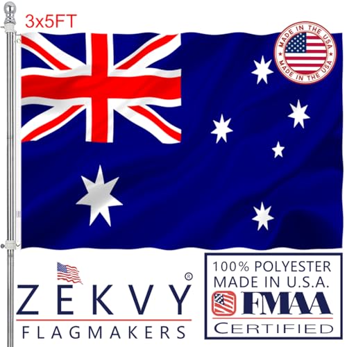 ZEKVY Australia Flag 3x5 Outdoor Made in USA - Double Sided Heavy Duty Vivid Color Australian National Flags with 2 Brass Grommet
