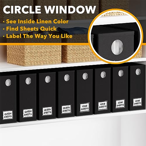 Image of SpaceAid 10 Pack Bed Sheet Organizers and Storage, Foldable Sheet Organizer for Linen Closet, Sheets Set Folder Keeper with Window XL (Queen & King Size) Organizing Bedding Container, Black