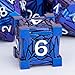 ORIFANTOU 7PCS Metal DND Dice Set with Box, Debris RPG Blue White D and D Dice for D&D Tabletop Games Role Playing Game Polyhedral Dice Set D20 D12 D10 D8 D6 D4