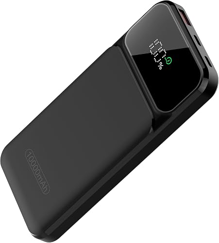 Power Bank, 22.5W Power Bank Fast Charging 10000mAh, PD3.0 QC4.0 Portable Charger With USB C Input & Output, LED Display, Small Phone PowerBank for iPhone 16 15 14 Samsung/Huawei/iPad,Mysterious Black