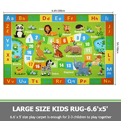 Capslpad Kids Rug 6.6' X 5' Large Play Rug Abc Alphabet Rug Animals Numbers Educational Learning Area Rug Non-Slip Washable Kids Carpet For Children Toddler Playroom Bedroom Nursery Room Classroom #TOP1