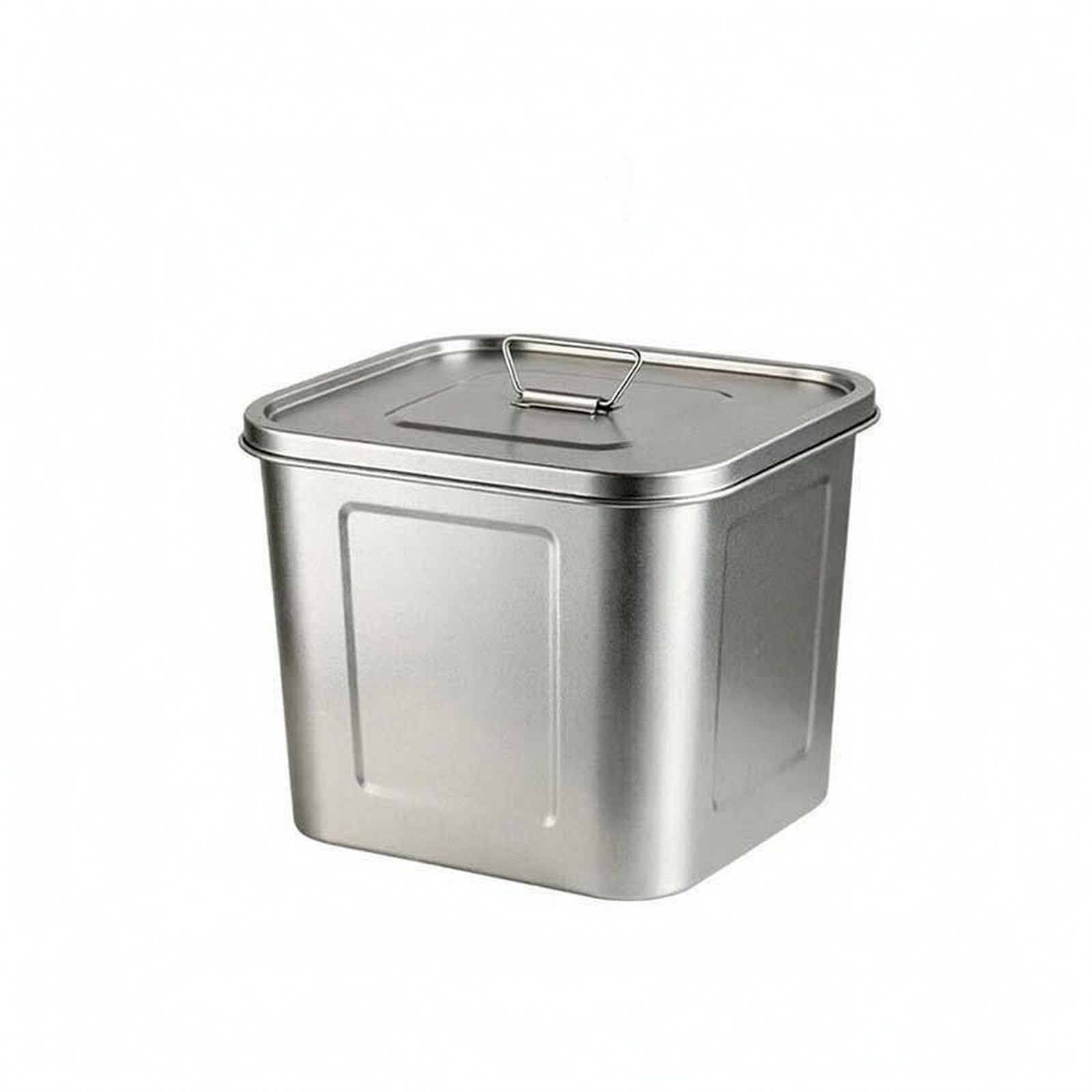 Conteneur Hermétique Acier Inox Boîte Rangement Seau Couvercle Poignée Transportable 20L Maison