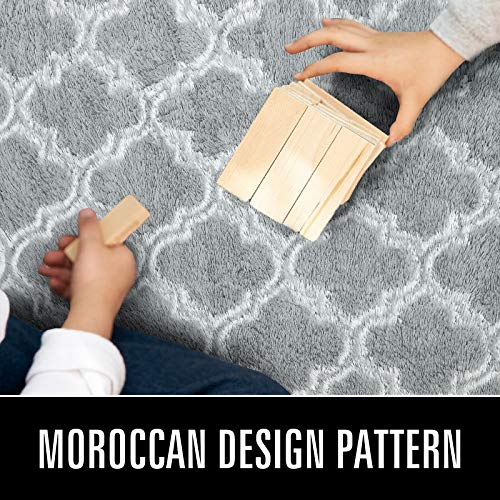 Lochas Luxury Shag Area Rug Modern Indoor Plush Fluffy Rugs, Extra Soft And Comfy Carpet, Geometric Moroccan Rugs For Bedroom Living Room Girls Kids Nursery, 6X9 Feet Light Grey/White #TOP5