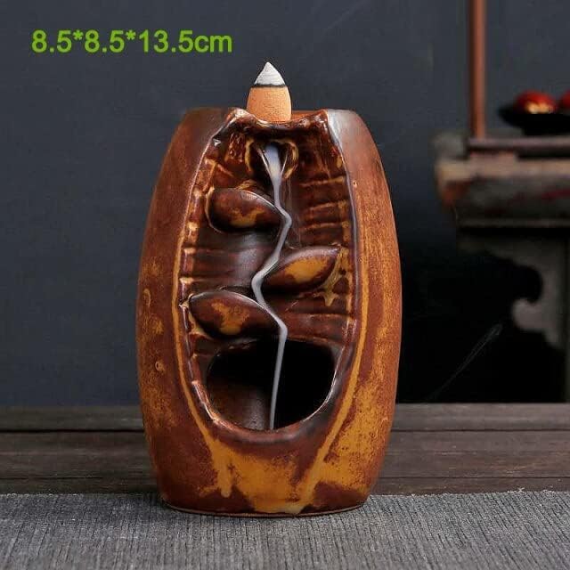 Sharvgun Ceramic Backflow Incense Holder Waterfall Smoke Burner Handmade Mountain River Censer Home Decor