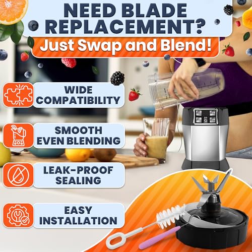 Image of Replacement Blade for Ninja Blender - 7-Fin Male 4 inch Stainless Steel Blender Blade Replacement - Compatible with Nutri Models BL 480 /481 /482 /490 /491 /492 /640 /641 /642 /682 BN401 /750 /751 /801 NN100 /101 /102