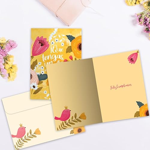 Miniatura 3 de Tree-Free Greetings - Tarjeta de cumpleaños de habla española - Diseños artísticos - 1 tarjeta + sobre a juego - Hecho en Estados Unidos - Papel