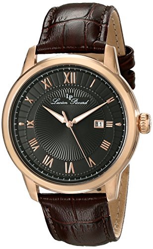Lucien Piccard Men's LP-12758-RG-01 Solstice Rose Gold Ion-Plated Watch with Brown Leather Band