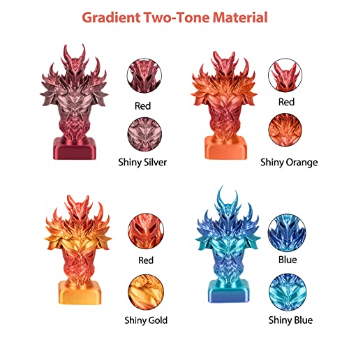 Image of 4Packs Gradient Silk PLA 3D Printer Filament Bundle, Multicolor Changing 1.75 PLA Filament Bundle with Silk Shiny Surface, 3D Printing Filament for Most 3D Printers 250G /0.55lb*4 Sets