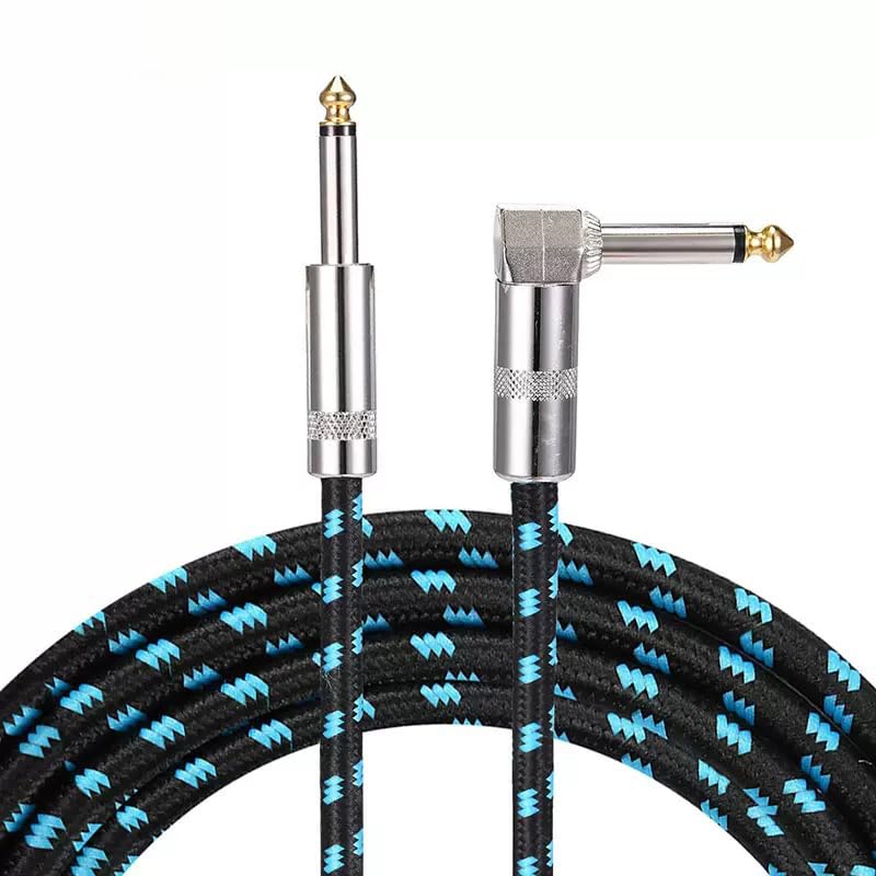 Cable de guitarra 6.5mm con conectores 90° y recto 2 m azul miniatura 1