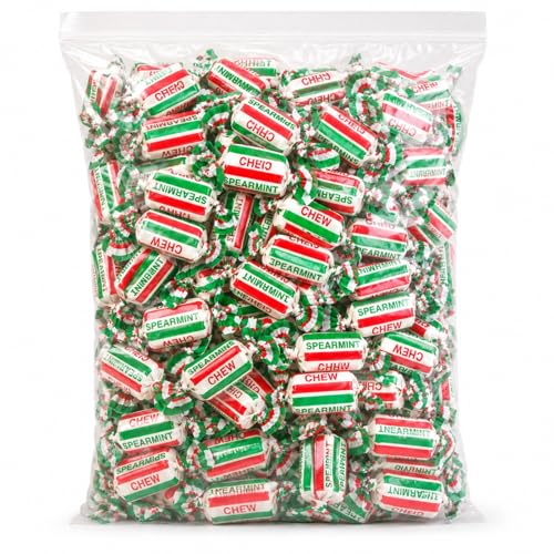 TreatFusion Spearmint Chews Wrapped Mint Sweets 500g Refreshing Spearmint Flavoured Soft Chewy Candy Perfect for Pick & Mix Parties Office Treats & Gift Sharing