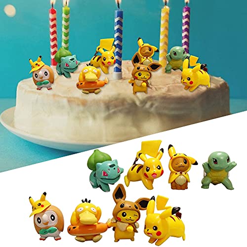 TRRY Pokémon Mini-figuren, 8-delige set voor verjaardagsfeestjes, cupcake, Pikachu, figuren, taartdecoratie voor… - Image 7