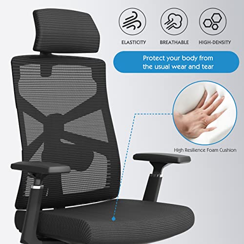 Ergonomic Office Chair Mesh Computer Chair With Adjustable Lumbar Support, High Back Swaying Rocking Office Swivel Chair For Home #TOP6