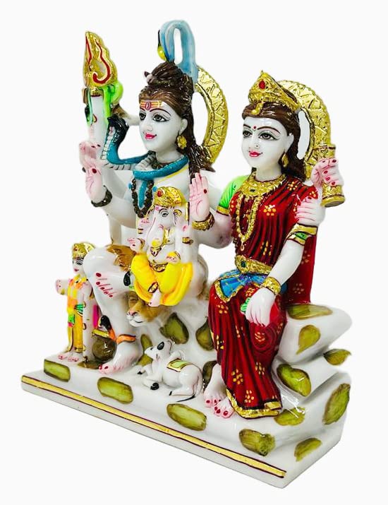 Image of Marble Dust Shiv Parivar, Shiv Family, 13 Inches, Idol 1 Piece (Multicolour)