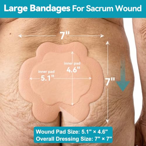 Image of Dimora 20 Count Sacral Silicone Absorbent Dressing 7 inch x 7 inch - Sacrum Bandage with Border for Pressure Ulcers Post Surgical Wounds, Soft Adhesive Wound Pad for Moderate to Heavy Exudate