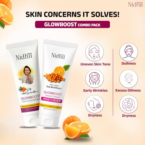 Image of Glowboost Face Wash & Vitamin C Infused Moisturizer with Sea Buckthorn, Aloe Vera & Glycerin | Gentle Cleansing & Hydrating Daily Face Care | Suitable for All Skin Types