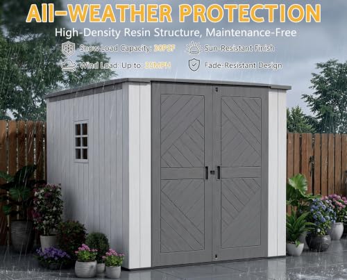 Image of KINYING 6x9 FT Outdoor Storage Shed,Resin Outdoor Sheds with Floor