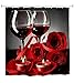 Goodbath Shower Curtain, Rose Red Wine Romantic lovers Waterproof Mildew Resistant Bath Curtain for Bathroom Accessories with Hooks, 72 x 72 Inch, Red Black