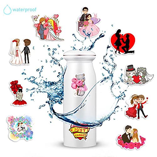 50 Pcs Wedding Celebration Stickers | Wedding Ceremony Waterproof Vinyl Decals For Water Bottles Laptop Luggage Cup Mobile Phone Skateboard Décor #TOP6