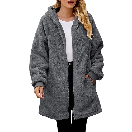 Sweat à capuche en polaire moelleuse pour femme coupe ample grand confort thermique