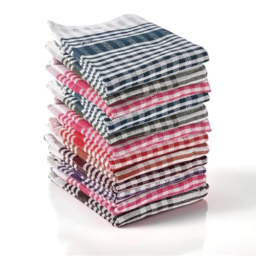 Image of Solitude 12 Pcs Cotton Kitchen Cloth /Napkin | 55 x 40 cm | Bulk Cotton Kitchen Cleaning Dish Cloths | Scrubbing Wash Cloth Sets | Multipurpose Napkins