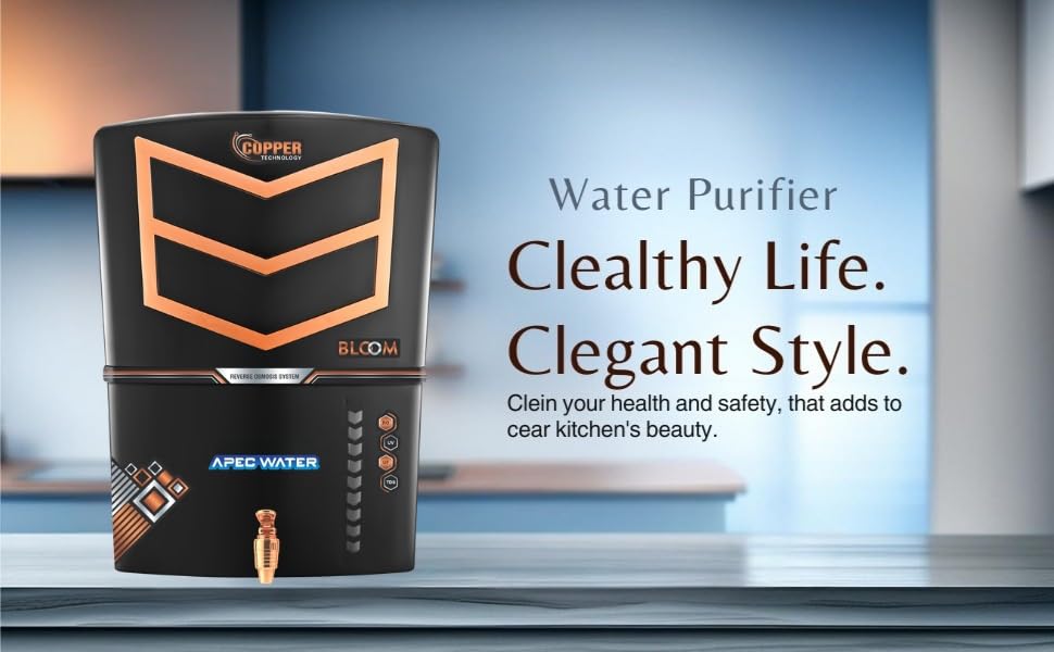 Image of Apec Water 4 in 1 Copper RO Water Purifier with 10 Stage Purification Filtration, UV, UF, TDS Adjuster and 12 Liter Large Storage Tank, Suitable for all type of water supply