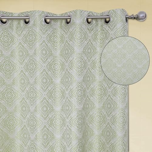 Image of Homestan Jacquard Woven Long Door Curtains 9 Feet Long Set of 2 for Home Decor (9 X 4 Feet, Green)