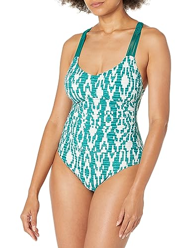 Profile by Gottex Women's Standard Iota Cross Round Neck Back One Piece