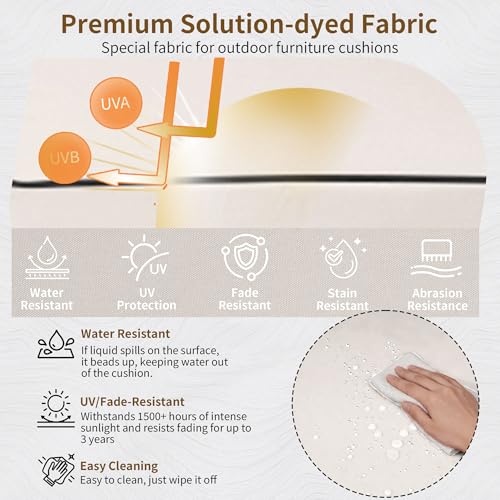 Image of 24x24 Outdoor Chair Cushions Set of 2, Waterproof Deep Seat Cushions for Patio Furniture with Removable Cover,Fade Resistant 4'' Outdoor Seat Cushion with Ties Handle for Sofa Couch,Cream Black Piping