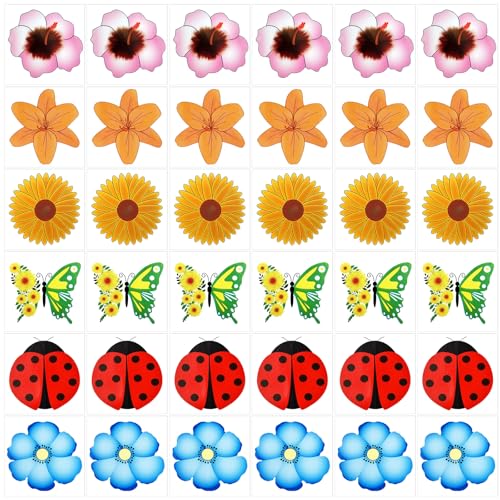Bighan 36PCS Window Fly Traps Flies & Bug Window Fly Trap Fly Trap Killer Stickers Floral Pattern Design Sticky Fly Catcher for Indoor Houseflies Fly Gnat