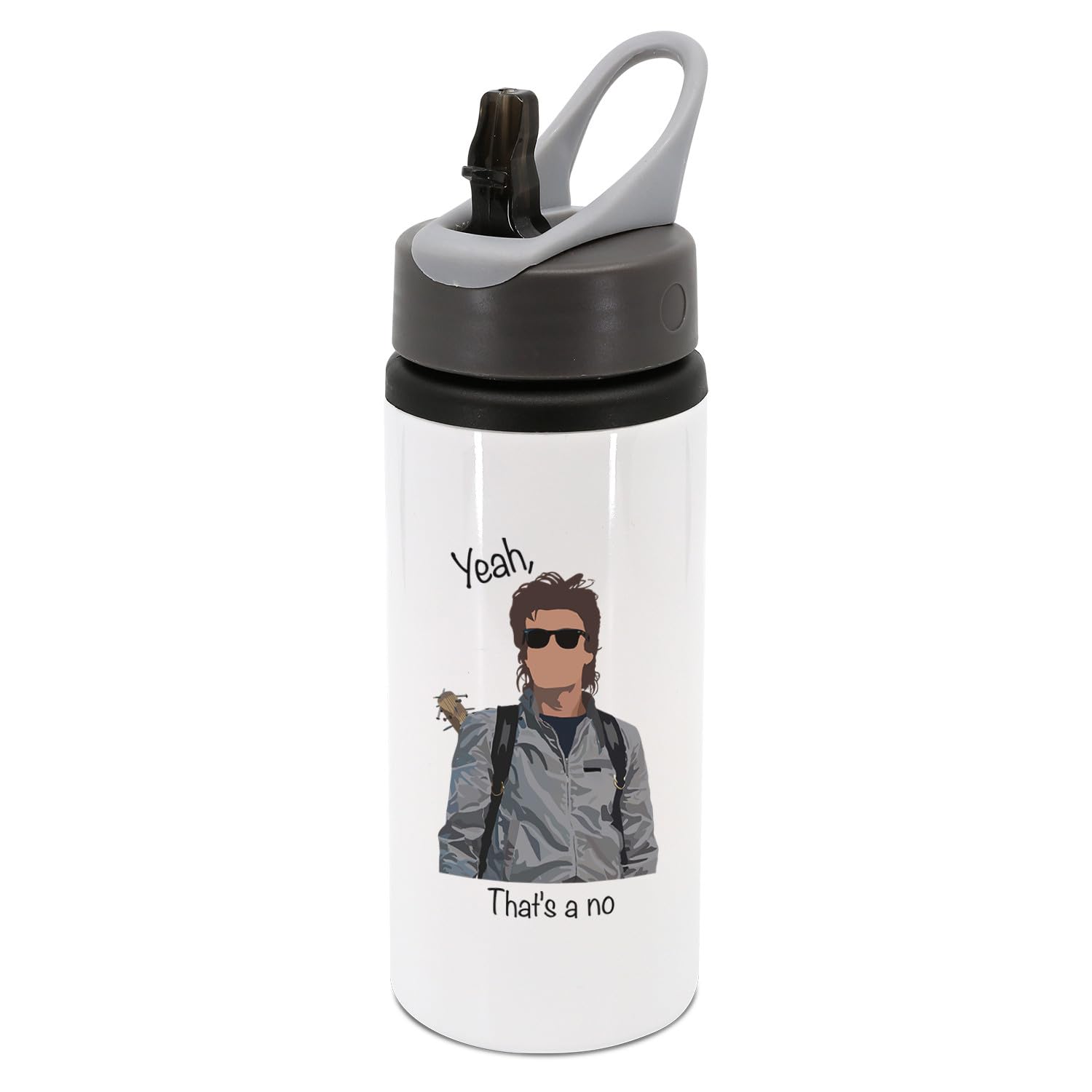 Taylor Brown Steve Harrington, yeah thats a no, meme novelty iconic trendy water bottle with handle attatchment drinks cup water bottle refill cute fun