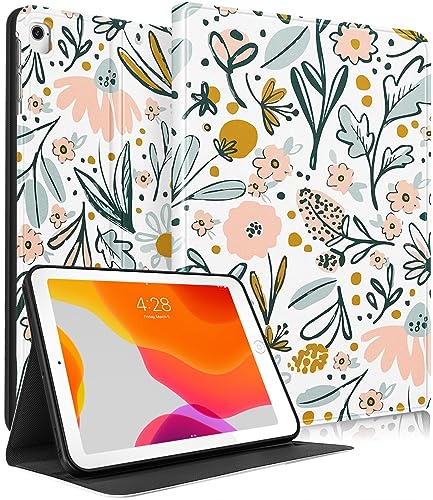 Pegmode for iPad 5th/6th Generation, for iPad Air 2nd/1st Gen, for iPad Pro 9.7 Case Women Girls Cute Folio Cover Girly Flower Floral With Pencil Holder for Apple iPad 5/6, Air 1/2, Pro 9.7 Inch