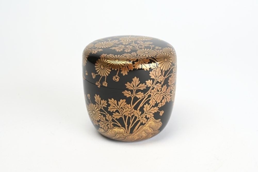 茶道具 黒漆塗 金蒔絵 重箱 松唐草文 家紋入り 黒漆塗牡丹唐草蒔絵箱（紋入）／ホームメイト