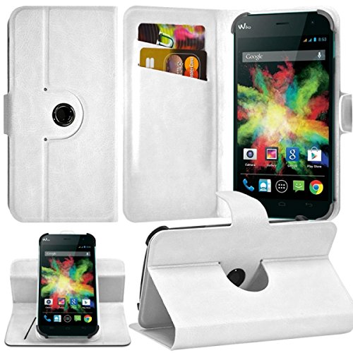 KARYLAX Seluxion - Housse Coque Etui Fonction Support 360° Universel M avec Attaches Couleur Blanc pour Wiko Bloom