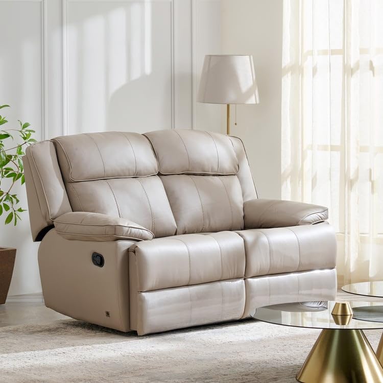 Image of Home Centre | Torino Half Leather 2-Seater Recliner Set | Recliner Sofa for Living Room | Solid Wood | Grey | 2 Year Warranty