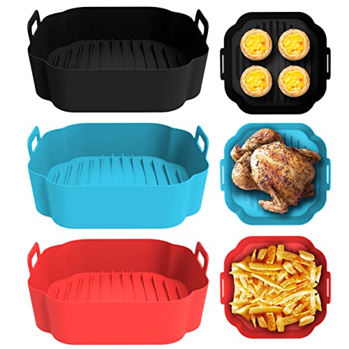 3-pack Silikonformar för Varmluftsfritös - Återanvändbara 20,3 cm Liner