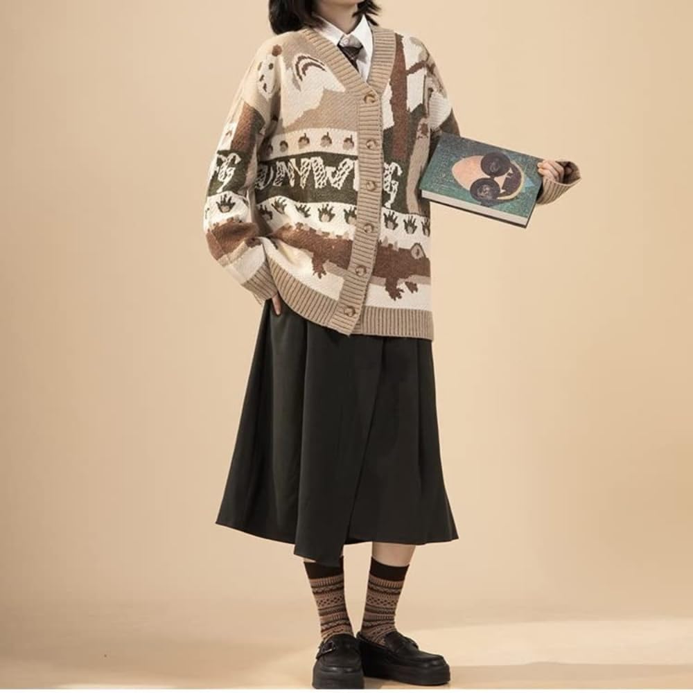 Opa-Pullover, Vintage-Stil, ästhetischer Pullover, Strickjacke, grob, gestrickt, dunkle Academia-Kleidung, Teenager, Mädchen, trendige Kleidung