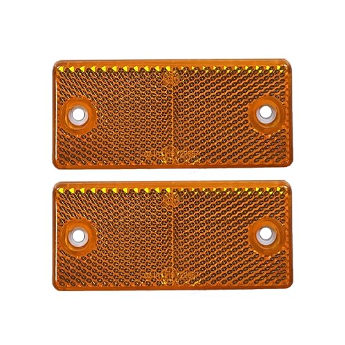 Image of Grendle 2 pack Amber Orange Reflector for Cavaran E APPROVED Screw Mounted Caravan/Truck/Trailer/Boat/Fence posts Safety Rectangular Reflectors